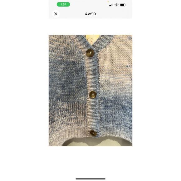 RAGA Anthropologie Womens Sz 2x NWT Cropped Knit Ombre Blue Alicia Cardigan - Picture 8 of 11